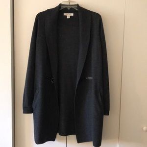 Ellen Tracy dark grey car coat wool sweater
